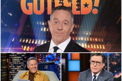 “A Giant Falls, a Dark Horse Ascends: “Gutfeld!” Surges Past as CBS Pulls the Plug on “The Late Show”—The King Is Dead, Long Live the Challenger!  In the ever-shifting chessboard of late-night TV, a seismic move has just toppled a legend.  CBS, once the fortress of laughter and cultural commentary, is quietly lowering the curtain on “The Late Show with Stephen Colbert.”  As the old guard’s torch dims, Fox News’ “Gutfeld!”—the brash upstart once dismissed as a mere pawn—has stormed the ratings castle, claiming the throne in the second quarter.  The winds of change are howling through television’s midnight kingdom, leaving audiences to wonder: what new reign will emerge from the ashes?  As one era ends and another rises, viewers are left on the edge of their seats, watching the drama unfold in real time.  What secrets lie behind the network’s decision, and who will shape the future of late-night laughter? The game is afoot—details below. “
