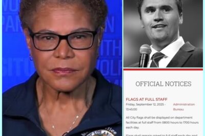 🚨 Breaking News: LA Mayor Karen Bass Defies Pres!dential Order on Flags for Charlie Kirk 🚨