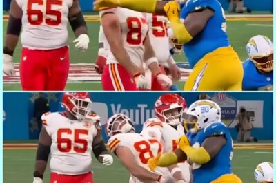 NFL CHAOS: Los Angeles Chargers Player Throws Haymaker 𝘗𝘶𝘯𝘤𝘩 Into Travis Kelce’s FACE (VIDEO)