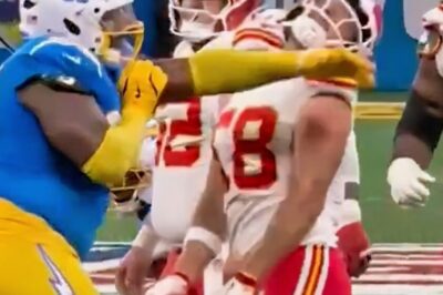 Los Angeles Chargers Player Delivers Haymaker To Travis Kelce’s Jaw, Somehow Doesn’t Get Ejected [VIDEO]