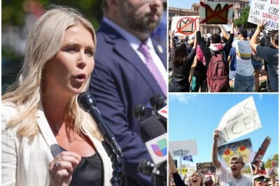 💥 BREAKING NEWS: The entire “No Kings” square erupted as Karoline Leavitt stepped onto the stage. The crowd was chanting loudly — but she said just one sentence, and everything changed in seconds. “If you need to shout ‘No Kings,’ maybe you’re still searching for someone to kneel to.” 😳 The line left thousands stunned. The clip spread like wildfire across social media, dividing America — hero or tra!tor? CONTROVERSIAL VIDEO IN COMMENTS 👇👇