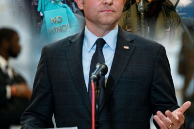 ‘QUITE IRONIC’: Just Now in Washington, D.C. — Speaker Mike Johnson Has Publicly Called Out the Deep Irony Behind the Ongoing “No Kings” Protests Targeting President Trump. In a statement that’s quickly setting Washington ablaze, Speaker Mike Johnson has stepped forward to address the growing wave of “No Kings” protests aimed at President Donald Trump. With his signature calm yet cutting tone, Johnson pointed out what he called “a glaring contradiction” — that those shouting against political royalty are often the ones elevating unelected bureaucrats to positions of unchecked power.    “It’s quite ironic,” he said, “to hear cries of ‘no kings’ from people who bow to agencies that were never chosen by a single voter.” His words, delivered on the Capitol steps, instantly went viral — sparking fierce debate across social media and news networks alike.  As reporters pressed for clarification, Johnson doubled down, warning that America’s real danger isn’t in electing leaders — but in allowing unaccountable institutions to rule in their place. The remark reportedly left members of the press momentarily speechless, while supporters online hailed it as one of the most striking defenses of constitutional government in recent memory.  The conversation is now spreading far beyond Washington, with citizens asking a simple but powerful question: Who really holds the crown in America today?