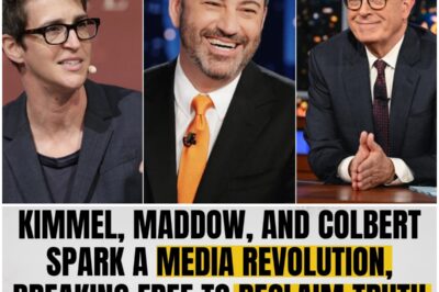 🚨THE REVOLUTION IS NOW LIVE: Maddow, Colbert & Kimmel BREAK AWAY From Corporate Chains And Launch The Future Of News🔥 In an unprecedented media uprising that’s shaking the foundations of traditional broadcasting, Rachel Maddow, Stephen Colbert, and Jimmy Kimmel have officially cut ties with their networks — and joined forces to build an independent, ad-free, censorship-free digital newsroom. No producers. No scripts. No corporate filters. Just truth — unedited and unapproved. The trio says they’re done “playing by the network’s rules,” calling out the polished propaganda and performative objectivity that have dominated prime-time news for years. Their new venture blends satire, fearless journalism, and raw authenticity — and it’s already being described as “a journalistic rebellion America didn’t see coming.” Millions are tuning in. Executives at CNN, NBC, and Fox are watching nervously. Because for the first time in decades, the conversation belongs to the people — not the corporations. 👉 Full details and the first broadcast reveal are in the comments 👇👇