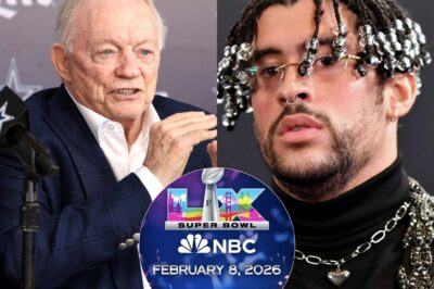 BREAKING NEWS: Jerry Jones ERUPTS over the NFL’s decision to select Bad Bunny as the Super Bowl halftime performer. He declared: “Bad Bunny is nothing more than a Spanish-singing puppet of the left, influencing what should be a traditional sports program.” The NFL may have thought it was simply announcing its headline halftime act. Instead, the move has ignited a political firestorm. Jerry Jones unleashed a scathing attack following the announcement that Bad Bunny would perform at Super Bowl 2026, accusing the league of “bowing to Democratic propaganda” and turning America’s biggest sporting event into a cultural battlefield.  His words are spreading like wildfire — and the backlash could shake not only the NFL but the entire music industry.