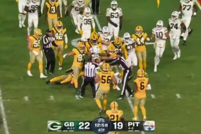 TOTAL CHAOS: MULTIPLE REFS WIPED OUT AS MASSIVE BRAWL ERUPTS DURING PACKERS–STEELERS ‘SNF’ GAME! 😱🏈Sunday Night Football turned into an all-out battlefield when tempers exploded between the Packers and Steelers — and even the referees weren’t safe. Cameras captured the wild melee as multiple officials were taken down in the middle of the chaos. Fans are calling it one of the craziest moments in recent NFL history… but what sparked the fight in the first place?k