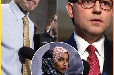 Capitol Hill ERUPTS: Ilhan Omar Shaken After Jim Jordan & Mike Johnson’s Verbal Takedown—But the Real Shock Came AFTER Cameras Stopped Rolling!   Tensions hit a boiling point on Capitol Hill when Ilhan Omar’s defense of her past “defund” remarks backfired — and Jim Jordan and Mike Johnson unleashed a verbal takedown that left her visibly shaken. But the real shock came after the cameras stopped rolling — when a new detail about the exchange surfaced that could make this confrontation far more consequential than anyone realized