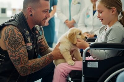 A Biker Gave a Puppy to a Disabled Girl — But When She Smiled for the First Time Since the Accident, Everyone in the Room Broke Down in Tears