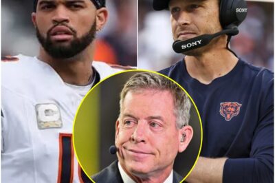 Troy Aikman Doubles Down On His Controversial Comments About Caleb Williams After Getting Called Out By Bears HC Ben Johnson — Tension Erupts🏈🔥What started as a sharp critique has now spiraled into a full-blown feud. After Bears head coach Ben Johnson publicly called him out, Troy Aikman didn’t back off — he fired right back, doubling down on his original comments about Caleb Williams. The exchange has created a storm across the league, with insiders saying the disagreement is “far from over” and that Aikman’s latest response may be his most explosive yet.k