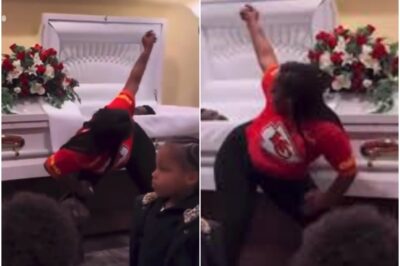 Female Kansas City Chiefs Fan is Being Blasted For Twerking In Front Of C@sket At Funer@l — With Children Watching😳🔥😳M0urners were expecting a quiet, heartbreaking goodbye — but instead, the room erupted in gasps when a Chiefs fan suddenly broke into a full-on twerk right beside the c@sket. Now, furious family members are speaking out, kids who witnessed it are shaken, and leaked footage has only made the outrage spread faster.k