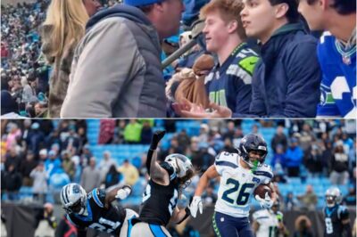 DISGUSTING STANDS SCENE: Adult Panthers Fan Threatens to “Break” a Young Seahawks Fan’s Nose — and the Stadium Turns UGLY Fast 🚨 What should’ve been a normal game-day moment spiraled into a sickening confrontation, as an adult Panthers fan was caught threatening a young Seahawks supporter in the stands. The tension escalated in seconds, voices rose, nearby fans reacted in shock, and the incident instantly became one of those viral clips that makes the whole crowd look bad — a chilling reminder of how fast sports passion can turn into outright cruelty.