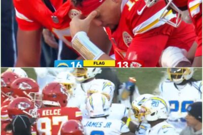 Massive Bench-Clearing Brawl Breaks Out After Dirty Hit Leaves Chiefs’ Tyquan Thornton Motionless on the Ground; Chargers Player Ejected While Patrick Mahomes Prays 🚨It went from football to full-blown chaos in seconds. After a vicious-looking hit left Tyquan Thornton motionless on the turf, both sidelines exploded into a bench-clearing melee as emotions boiled over and bodies piled in. Officials rushed to regain control, an ejection followed, and the most haunting image of all was Mahomes standing nearby in prayer while the stadium held its breath..k