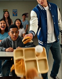The Whole Cafeteria Laughed When His Lunch Was Knocked to the Floor… Until He Said One Sentence That Silenced Everyone.