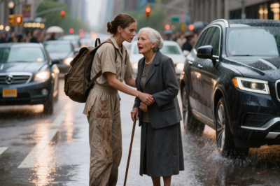A POOR CAFÉ WORKER HELPED AN OLD WOMAN CROSS THE STREET IN THE RAIN… SHE HAD NO IDEA SHE WAS HOLDING THE MOTHER OF A BILLIONAIRE