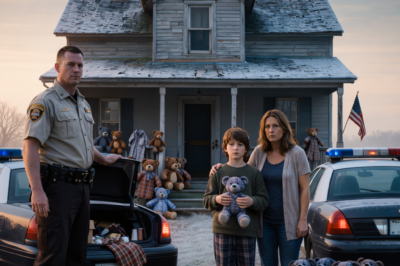 THEY THOUGHT THE SHERIFF’S CRUISERS MEANT TROUBLE—UNTIL THEY LEARNED MY SON HAD SEWN 20 TEDDY BEARS FROM HIS LATE FATHER’S SHIRTS FOR A LOCAL ORPHANAGE